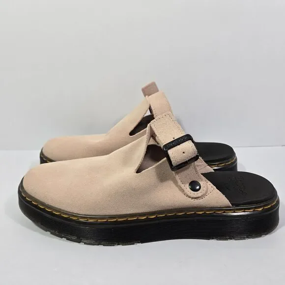 Dr. Martens Carlson Mule Clog Mens 11 Women 12 Suede Slingback Strap Light Pink