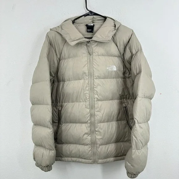 The North Face Large Hooded Down Puffer Jacket 600 Down‎ Fill Power Beige Pewter