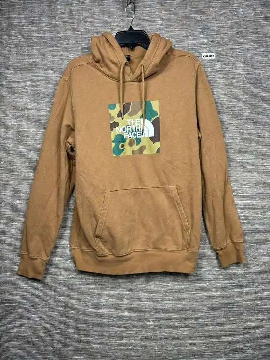 The North Face Hoodie Mens Medium Brown Camo Box Logo Fleece Pullover Sweatshirt