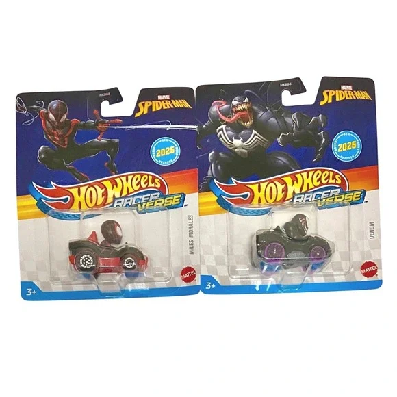 MILES MORALES Spiderman &‎ Venom Disney Hot Wheels Racer Verse Character Cars