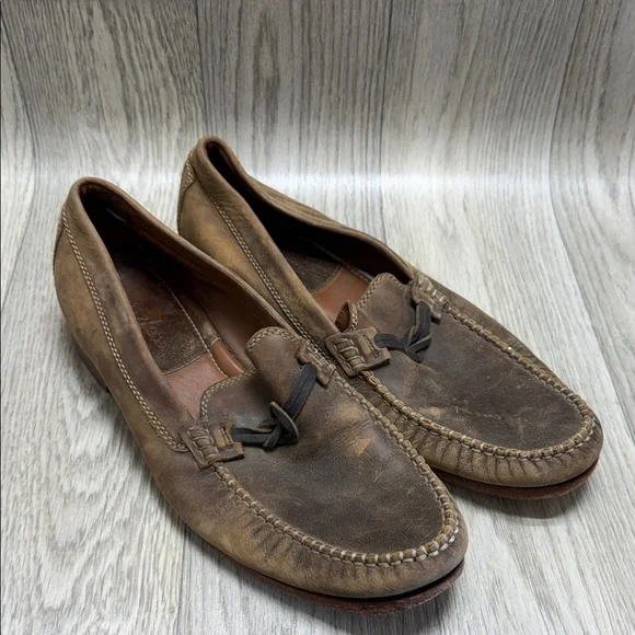 Trask Loafers Brown Distressed Western Casual Dress Shoes