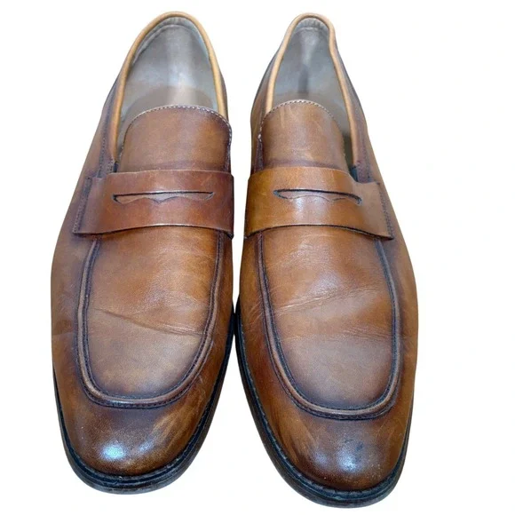 Steve Madden Pardin Leather Penny Loafers Slip‎ On Dress Shoes Mens 12 Tan