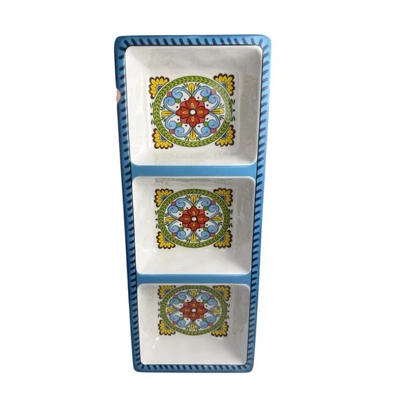 Certified International‎ Seville 3 Section Serving Tray Dish Portuguese Spanish