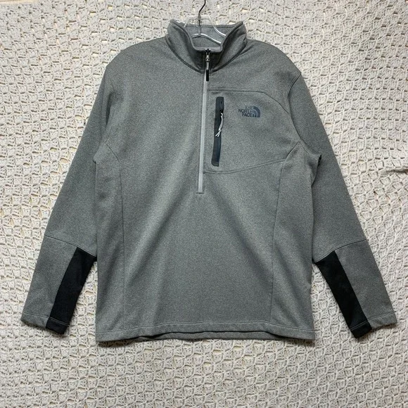 The North Face 1/4 Zip Pullover Jacket Mens Size L Grey Lightweight Long‎ Sleeve