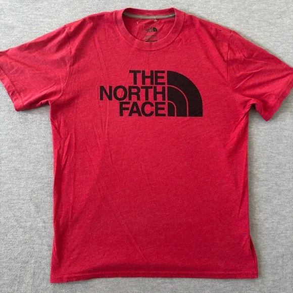 The North Face Mens Graphic T-Shirt Medium Red Heather Half Dome Logo Tee Medium