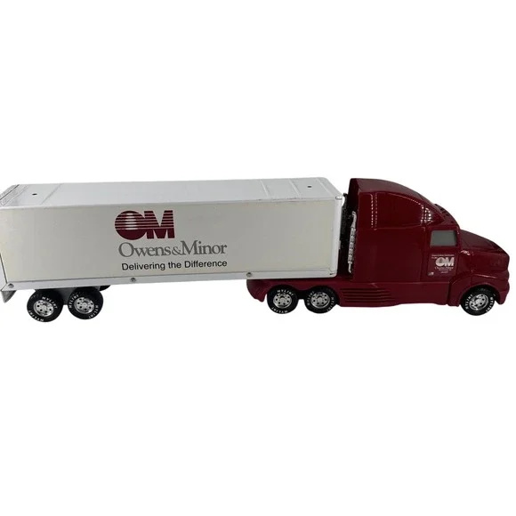 Semi Truck‎ (Plastic) & Metal Trailer Owens & Minor by Funrise w/Sound VTG 2002
