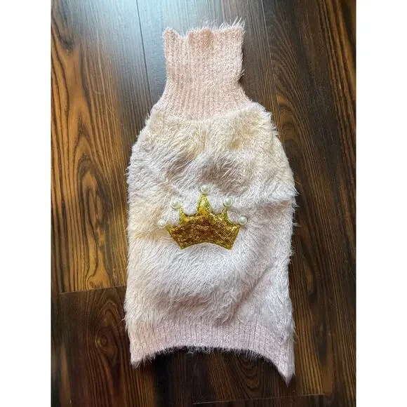 Barker & Jane Fuzzy Dog Sweater with Pearl Accents Size S