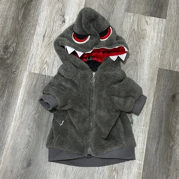 Gray Monster‎ Hoodie with Red Accents for dog