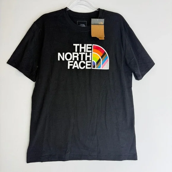 The North Face Pride Tee Mens M Black Rainbow Logo Short Sleeve NF0A5J9HJK3-M
