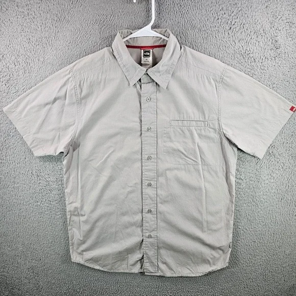The North Face Mens‎ Gray Pinstripe Short Sleeve Button Up Shirt Size Medium