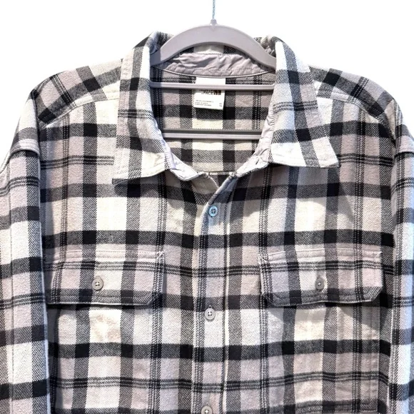 The North Face Flannel Shirt Gray Excellent Plaid Outdoor Mens XL