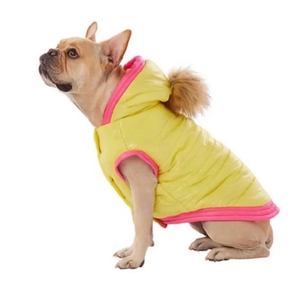 Top Paw - Yellow Puffer Coat‎ with Pom Pom Hood - Size L