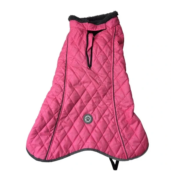 Fragralley Pink Quilted Dog Winter Coat Fleece Lined Reflective Vest XL W1