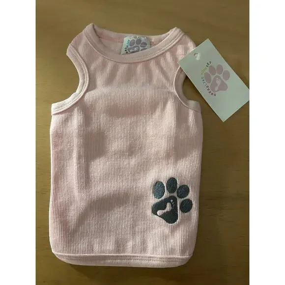 New Paw 🐾  Print 🐶 Dog T-shirt Light Pink size Xxs 6 1/4”x9”