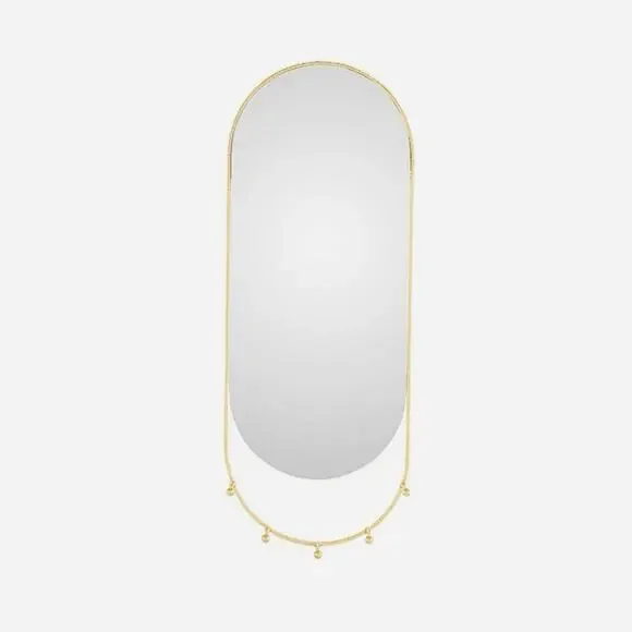 Short Stories Halland Hanging Mirror Oval NIB New in Box NWT Gold metal frame