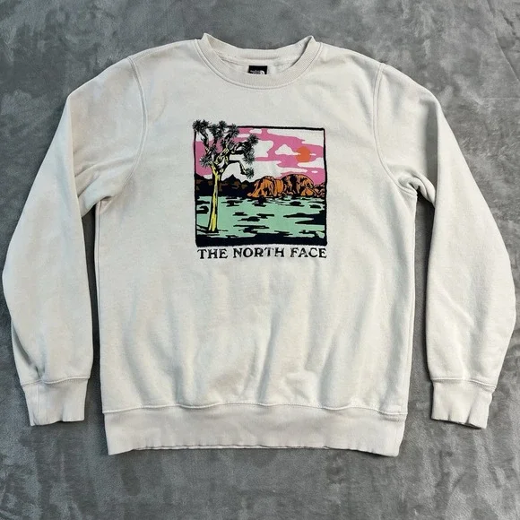 The North Face Graphic Crewneck Sweatshirt Desert Landscape Logo Mens M EUC