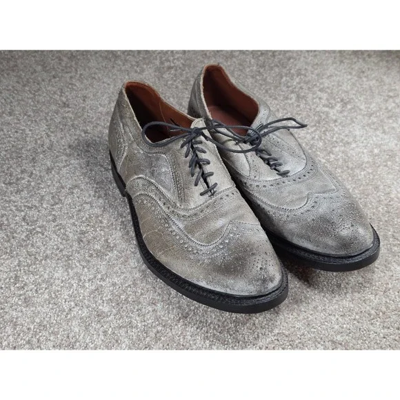 Allen Edmonds McTavish Grey Distressed Leather Wingtip Oxford Shoes Mens 12 D