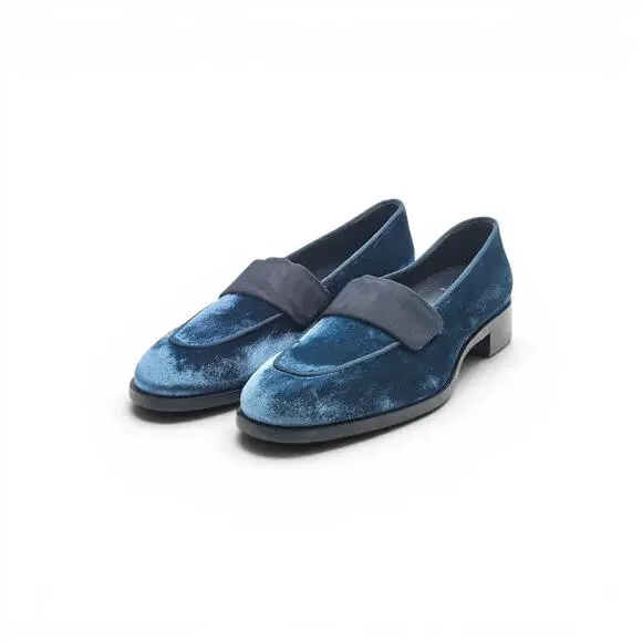 Christian Louboutin O Louvre Men's Velvet Loafers Blue EU 43 US 10 - NWOB