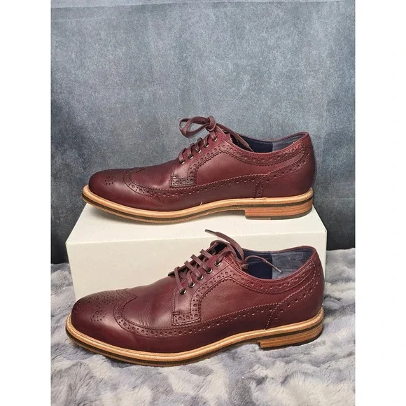 Cole Haan Harrison Grand Wingtip Oxford Burgundy Leather Mens C11501 EUC SZ 8