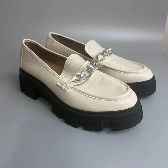 NEW NOBO Boundaries Shoes‎ Women Fashion Platform Lug Loafers Ivory size 11