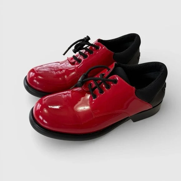 Guess Red Patent Leather Chunky‎ Lug Sole Lace-Up Shoes Club Kid Y2K Women's 8