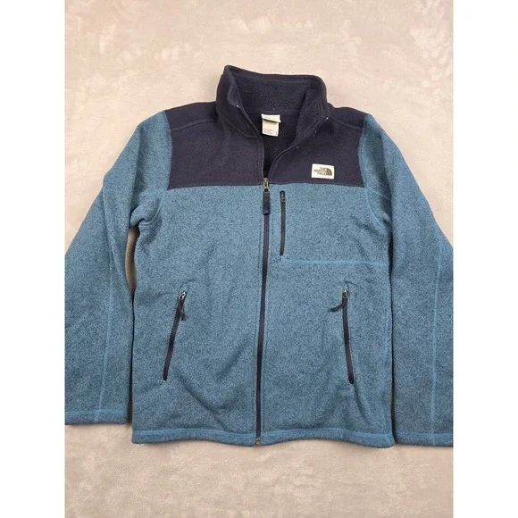 The North Face Full Zip Fleece Jacket Mens Size M Fit S Blue Two Tone Outdoor