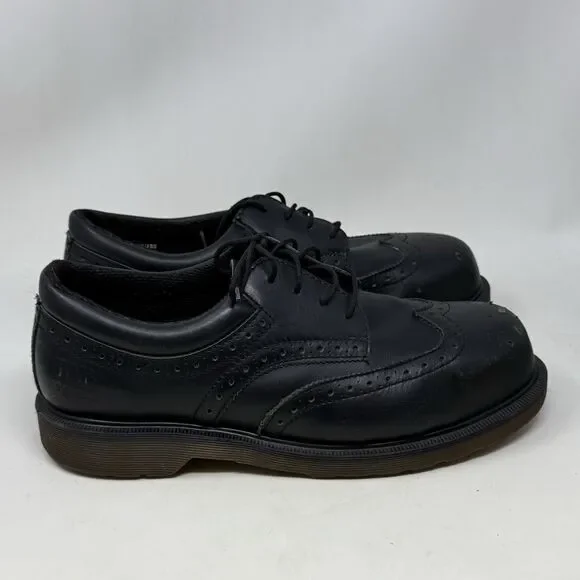 Dr. Martens Industrial Steel Toe Shoe Mens 11 Black Leather Wingtip England Made