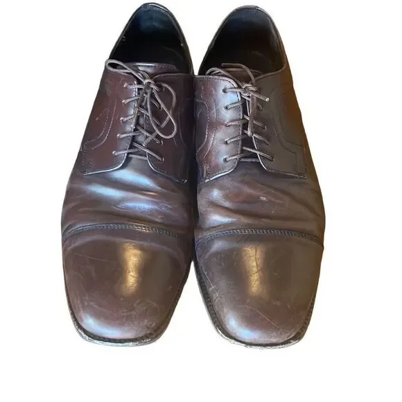Cole Haan Men's 10.5 Brown Leather Lace Up Round Toe Classic Dress Shoes‎