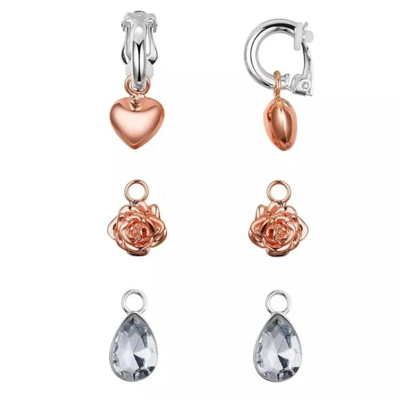 Disney Kids Princess Beauty and the Beast Clip On Earring Three Piece Set