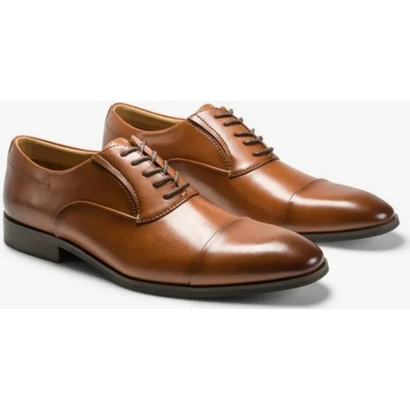 Kenneth Cole New York‎ Mens Sz 10.5M Brown Leather Cap Toe Lace Up Dress Shoes