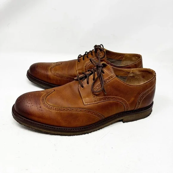 Johnston & Murphy Mens Brown‎ Leather Wingtip Oxford Dress Shoes Size 12M