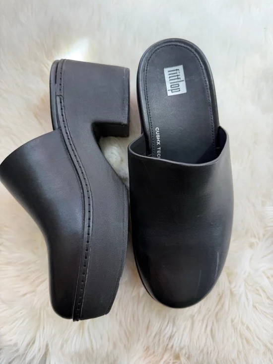Fitflop Black Platform Clog Mules