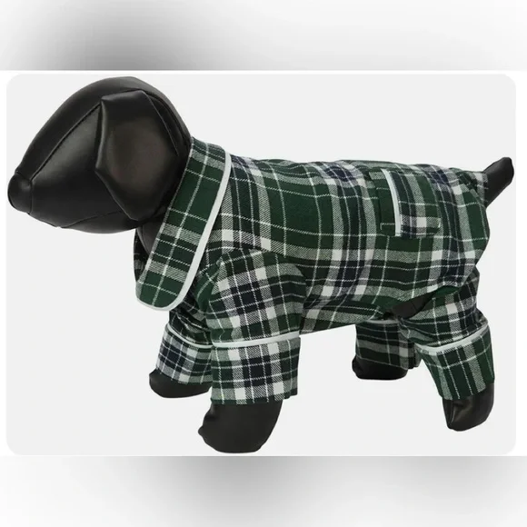 Fab Dog Flannel Dog Pajamas, 20”- Green/Blue