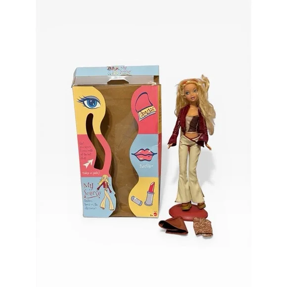 2002 Mattel My Scene Barbie Doll Tan Bell Bottoms with‎ Stand B2230