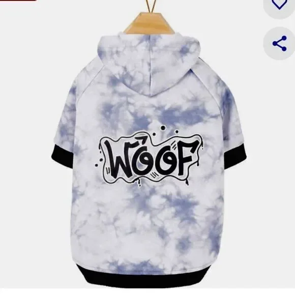Frisco Woof Dog Hoodie Sweatshirt Blue Sz L