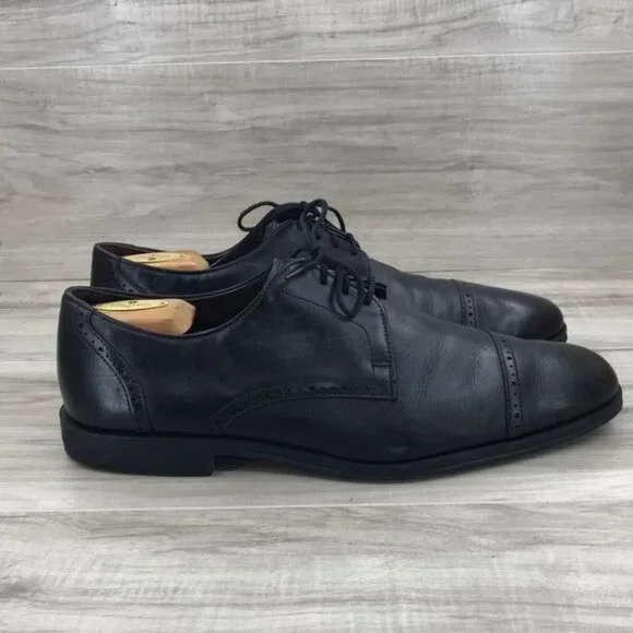 Allen Edmonds Oxfords Men's 12D Back Bay Black Leather Cap Toe Dress Shoes