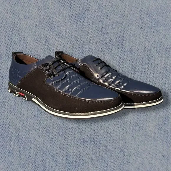 Gatsby Men’s Blue & Black Suede Oxford Orthopedic Dress Shoes – Size 11