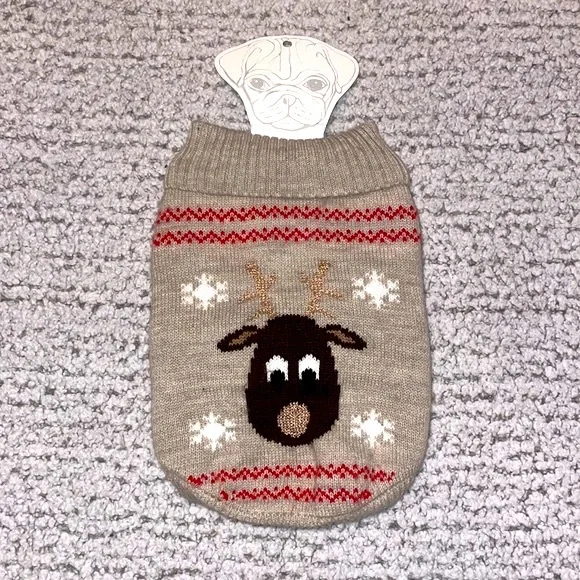 NWT H&M Dog Reindeer Holiday Turtleneck Sweater, Size S-12