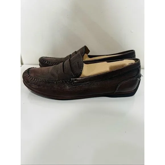 GEOX Respira Brown Leather Men's Slip On Penny Loafers Size 10