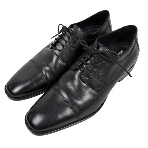 Johnston & Murphy Dress Shoes 12M Black Leather Cap Toe Oxford Formal Business