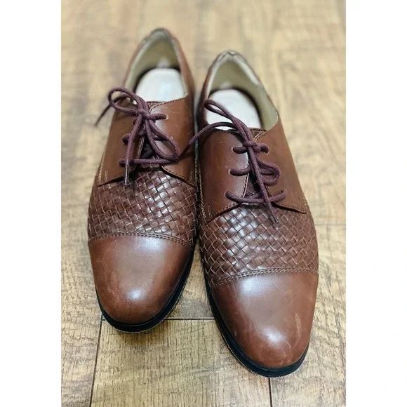 Cole Haan‎ Brown Leather Oxfords Woven Dress Shoes Lace Up 7.5B