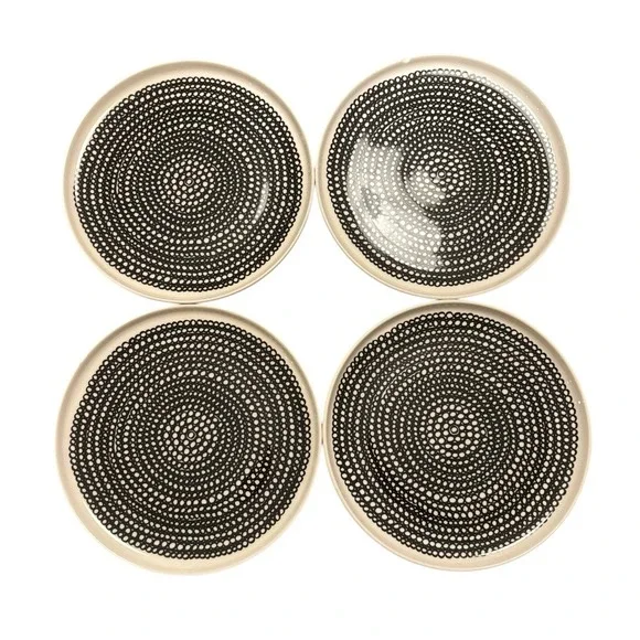 Margimekko Oiva Siirtolapuutarha Black White‎ Salad Plate Set (4)