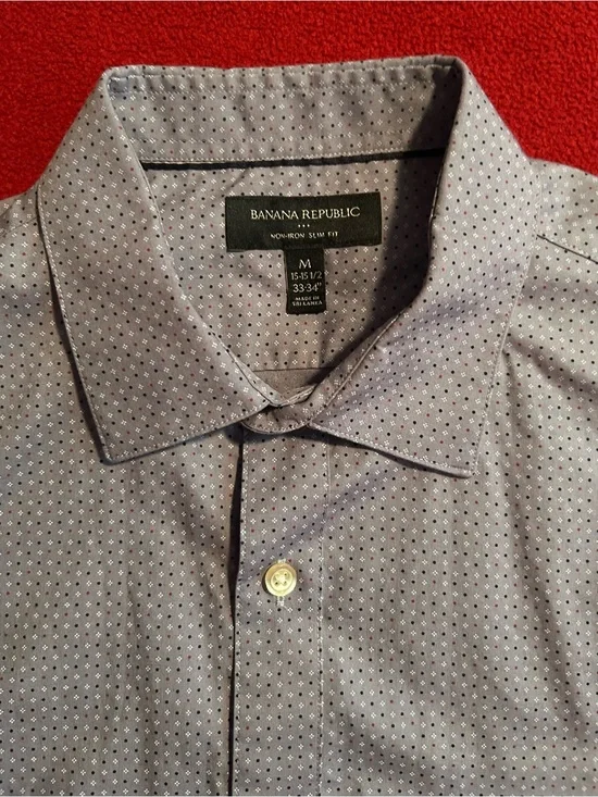 Banana Republic Men's Light Blue Micro-Dot Dress Shirt