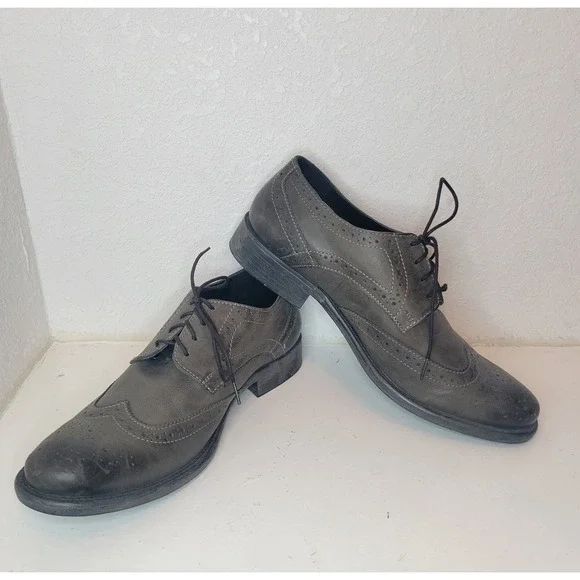 Men's Oxford Shoes Hush Puppies Shepsky Wingtip Olive Green Size 10 -Read