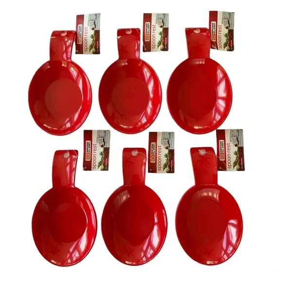 Range Kleen Christmas Red Buffet Spoon Rests Reusable Stackable 6 Piece Bundle