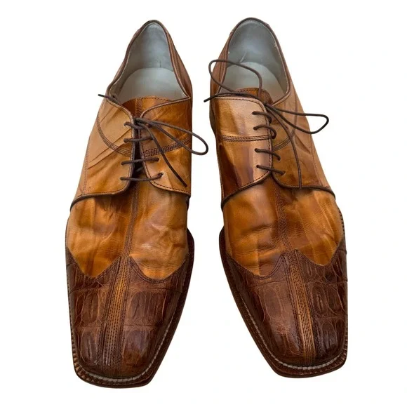 Belvedere Florence Genuine Crocodile Leather Italian Dress Shoes Sz 13 M