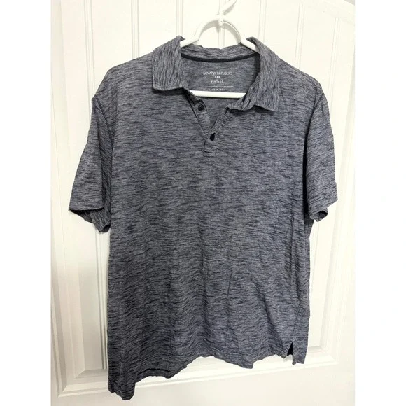 Banana Republic Polo Shirt Mens Large Blue Space Dye Short Sleeve Vintage