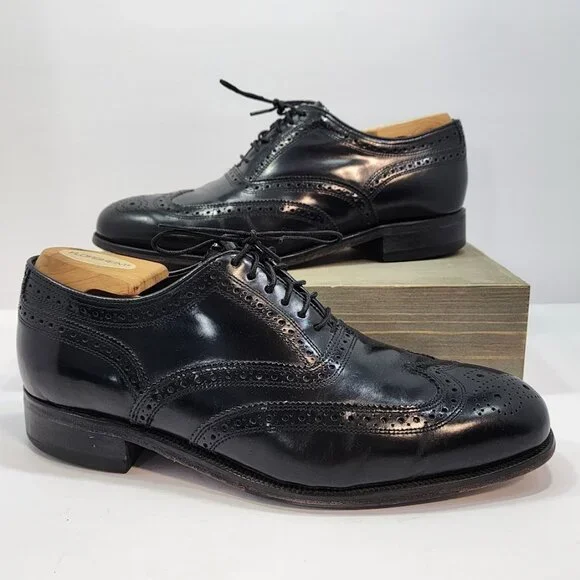 Florsheim Men's Lexington Wingtip Oxford Black Leather Shoes‎ Size 8 D