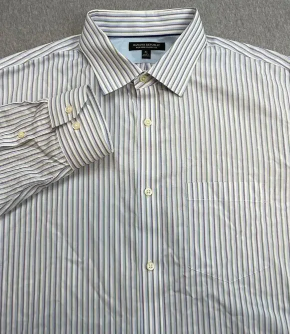 Banana Republic Shirt Mens XL Striped 100% Cotton Classic Fit Button Up