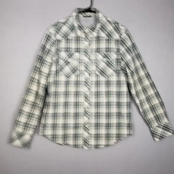 Banana Republic Men's Size M Long Sleeve Button Up Green Plaid Slim Fit Heritage
